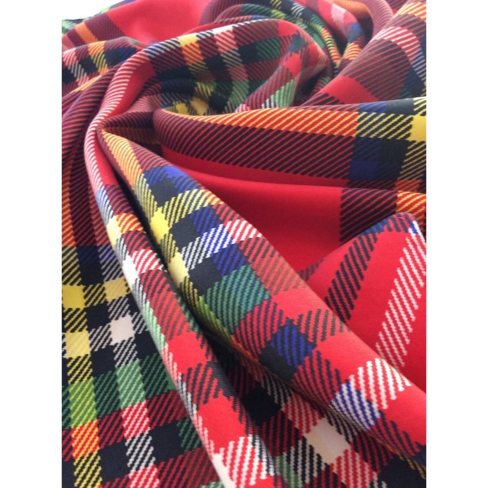 DUNEDIN Red Plaids & Checks Silk Scarf 31"/31,5" EX COND - Picture 5 of 8
